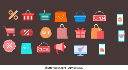 Set of Online shopping icons set, payment elements vector illustration