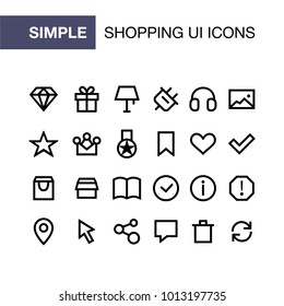 Set of online shopping icons for simple flat style ui design.
