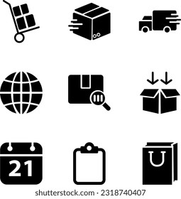 A set of online shopping icons. Simple images in black color. Vector illustration.