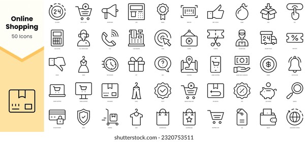 Set of online shopping Icons. Simple line art style icons pack. Vector illustration