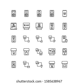 Set of Online Shopping, Marketplace outline style icon - vector