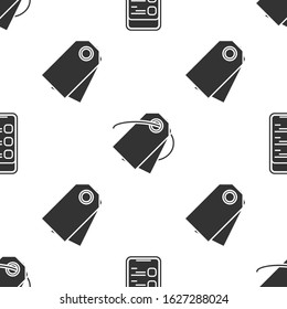 Set Online shopping on mobile phone, Blank label template price tag and Blank label template price tag on seamless pattern. Vector