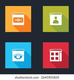 Set Online shopping on screen, Create account, Browser incognito window and files icon. Vector