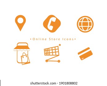 conjunto de iconos de tienda online en color naranja. color editable y bueno para el icono de tu tienda online