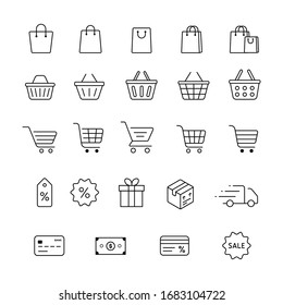 Set of online store shopping linear icons vector desing. 