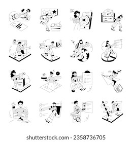 Set of Online Survey Hand Drawn Illustrations 

