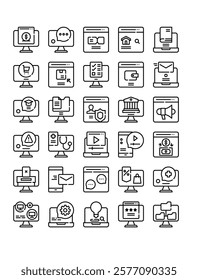 set of online technology line icon vector illustration
