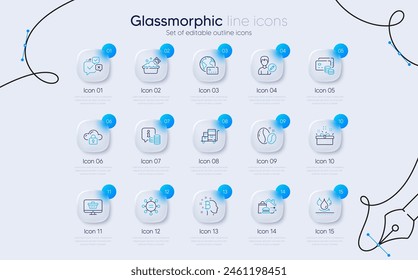 Set of Online voting, Launder money and Web shop line icons for web app. Inventory cart, Money, Edit person icons. Food delivery, Bitcoin think, Internet pay signs. Waterproof. Vector