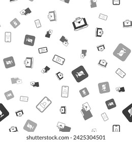 Set Online working, , Mute microphone and Video chat conference on seamless pattern. Vector