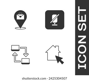 Set Online working, ,  and Mute microphone icon. Vector