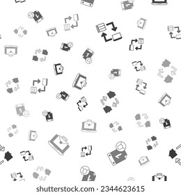 Set Online working, Time management,  and  on seamless pattern. Vector