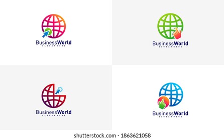 Set of Online World logo vector template, Creative world logo design concepts