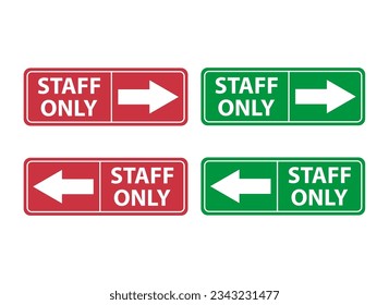 Set of Only staff icon, danger zone symbol, safety entry person sign vector illustration .