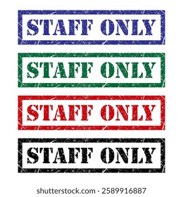 Set of Only staff icon, danger zone symbol, safety entry person sign vector illustration .