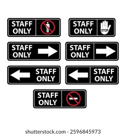 Set of Only staff icon, danger zone symbol, safety entry person sign vector illustration .