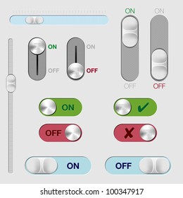 Set of ON/OFF switch buttons and rollovers