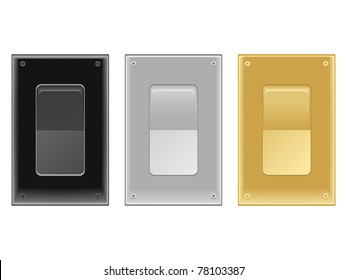Conjunto de interruptores de encendido y apagado en latón negro, plateado y metal dorado para luces