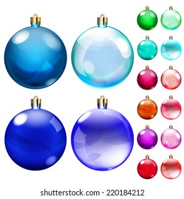 Set of opaque Christmas balls of different colors