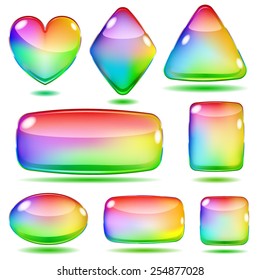Set of opaque colored glass shapes