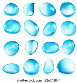 Set of opaque drops of different forms