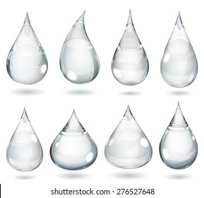 Set of opaque drops in gray colors