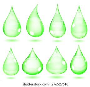 Set of opaque drops in green colors