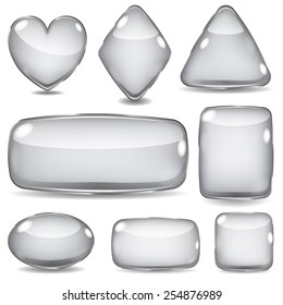 Set of opaque glass shapes in gray colors
