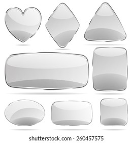 Set of opaque glass shapes in gray colors