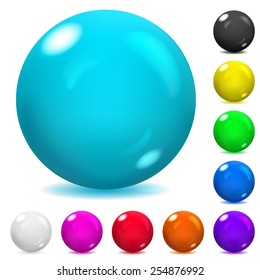 Set of opaque glass spheres in various colors