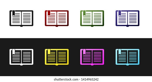 Set Open book icon isolated on black and white background.  Vector Illustration