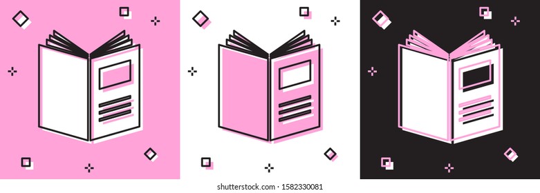 Set Open book icon isolated on pink and white, black background.  Vector Illustration