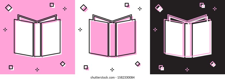Set Open book icon isolated on pink and white, black background.  Vector Illustration