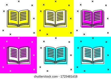 Set Open book icon isolated on color background.  Vector Illustration