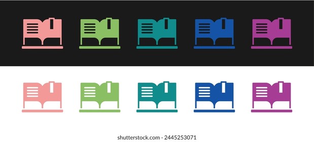 Set Open book icon isolated on black and white background.  Vector