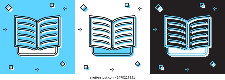 Set Open book icon isolated on blue and white, black background.  Vector