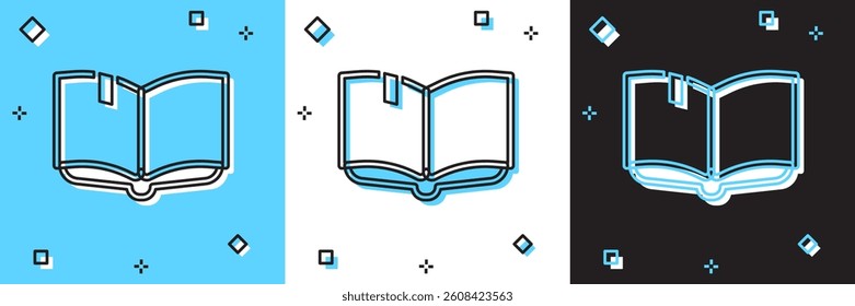 Set Open book icon isolated on blue and white, black background.  Vector