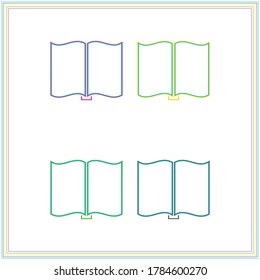 Set of open book icons isolated on  white backgrounds.