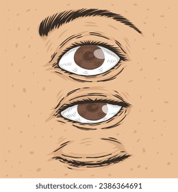 a set of open and close eye hand drawn sketch illustration