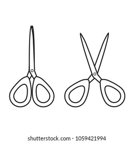 Set of open and close scissors line icon, flat design vector for infographic, website or app, isloated on white background