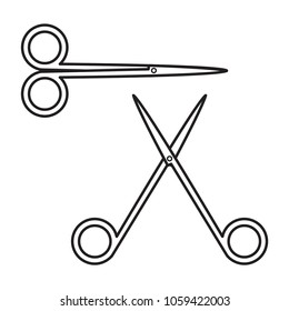 Set of open and close surgical scissors line icon, flat design vector for infographic, website or app, isloated on white background