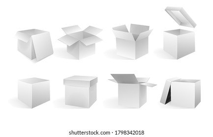 Set Open Closed Boxes Different Angles Stock Vector (Royalty Free ...