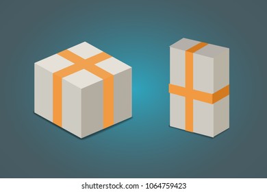 Set open and closed carton box. Delivery packaging vector illustration.