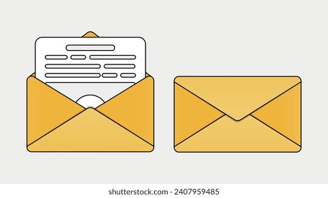 Set of Open and Closed Email Envelopes