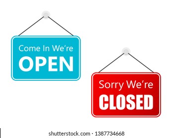 Set Open Closed Sign door Illustration