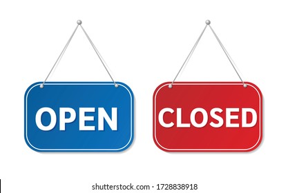 Set open and closed sign for door. vector sign.
