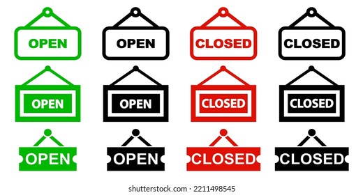 Set open and closed signboard - vector