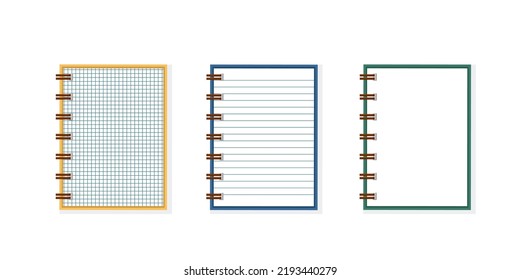 Set of open empty pages of notebooks 