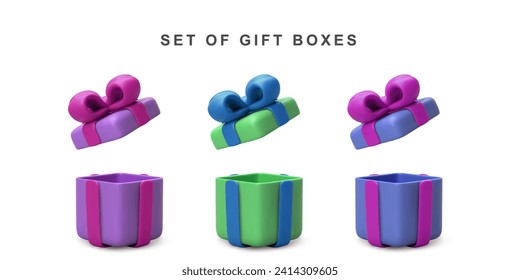 Set of open gift box isolated on white background. Vector illustration.