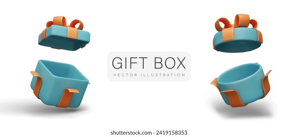 Set von offenen Geschenkschachteln verschiedener Formen. Quadrat und runde leere Kiste