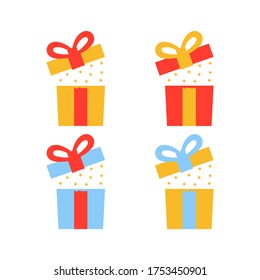 Set open gift boxes vector illustration isolated on white